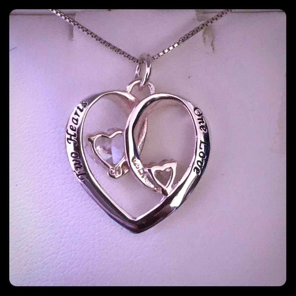 16’ Sterling Silver “Two Hearts, One Love” Pendant